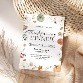 Rustic Pumpkin Thanksgiving Dinner Invitation Spara Datumet