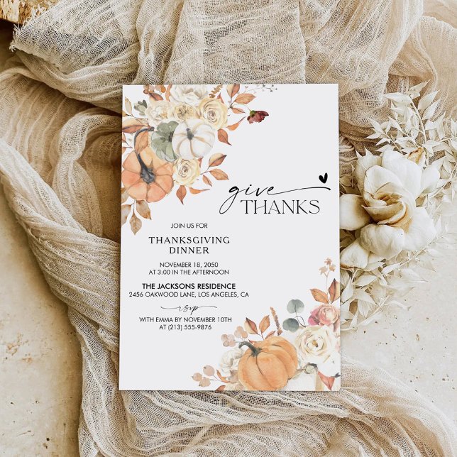 Rustic Pumpkin Thanksgiving Dinner Invitation Spara Datumet (Skapare uppladdad)
