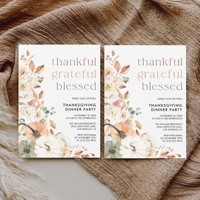 Rustic Pumpkin Thanksgiving Dinner Invitation Spara Datumet (Skapare uppladdad)