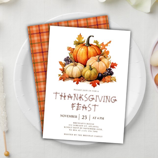 Rustic Pumpkin-Thanksgiving Inbjudningar (Rustic Pumpkin Thanksgiving Invitation)