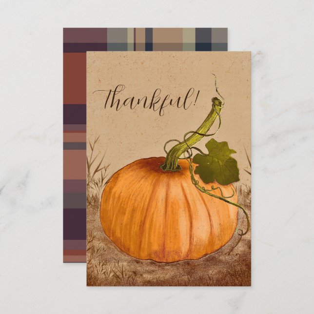Rustic Pumpkin Vintage Play Thankful Tack Kort (Fram/baksida)