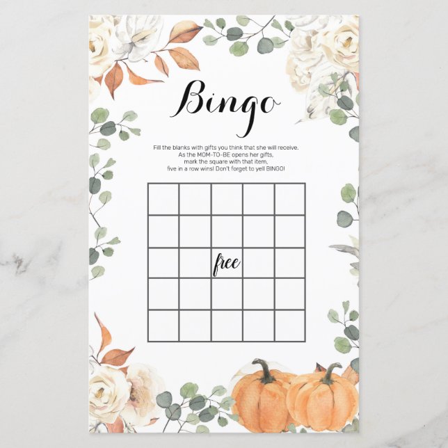 Rustic pumpkin Watercolor Bingo Game (Framsida)