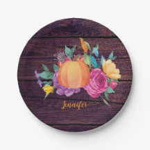 Rustic Pumpkin Watercolor Flowers Fall Party