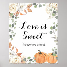 Rustic pumpkin Watercolor Kärlek är Sweet Sign Poster