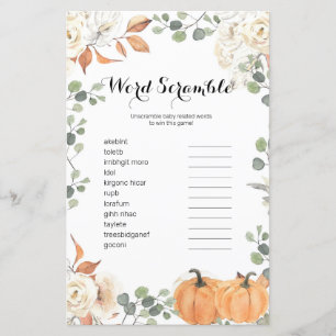 Rustic pumpkin Watercolor Ord Scramble Game