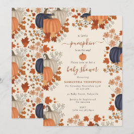 Rustic Pumpkin Wildblommor blommar hösten Babykläd Inbjudningar