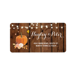 Rustic Pumpkin Wood Adress Light Labels Stickers Adressetikett