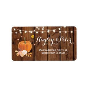 Rustic Pumpkin Wood Adress Light Labels Stickers Adressetikett