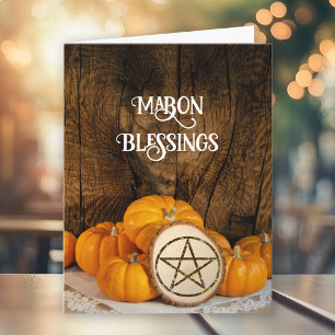 Rustic Pumpkins Autumn Equinox Mabon Blessings Kort
