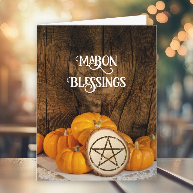 Rustic Pumpkins Autumn Equinox Mabon Blessings Kort (Skapare uppladdad)