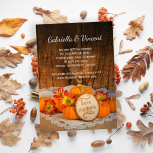 Rustic Pumpkins Fall Barn Bröllop spara datum Inbjudningar