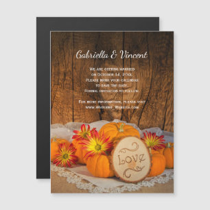 Rustic Pumpkins Fall Barn Bröllop spara datum Magnetisk Inbjudningskort