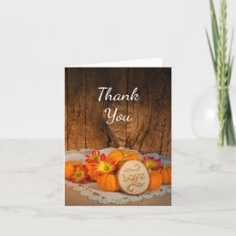 Rustic Pumpkins Fall Barn Bröllop Tack Kort