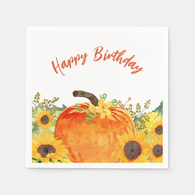 Rustic Pumpkins Fall Birthday Pappersservett (Framsidan)