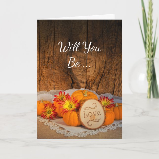 Rustic Pumpkins Fall blir du min bridesmaid Inbjudan (Framsida)