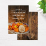 Rustic Pumpkins Fall Wedding Charity-favoritkort Visitkort<br><div class="desc">Ha lite vänlighet i bröllop när du ordnar ett bröllop-donationskort på gästernas ställe. Den charmerande Rustic Pumpkins Fall Wedding Charity Favor Card stater som i stället för en traditionell bröllopsförmån har donerats i namn till välgörenhet. Anpassa kortet genom att lägga till i namn i din favoritvälgörenhet och i namnen på...</div>