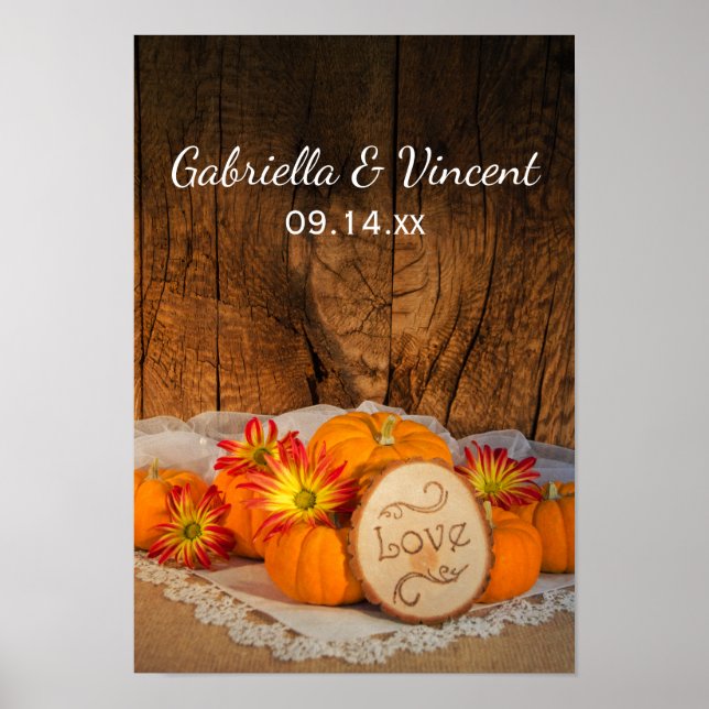 Rustic Pumpkins Fall Wedding Poster (Framsidan)