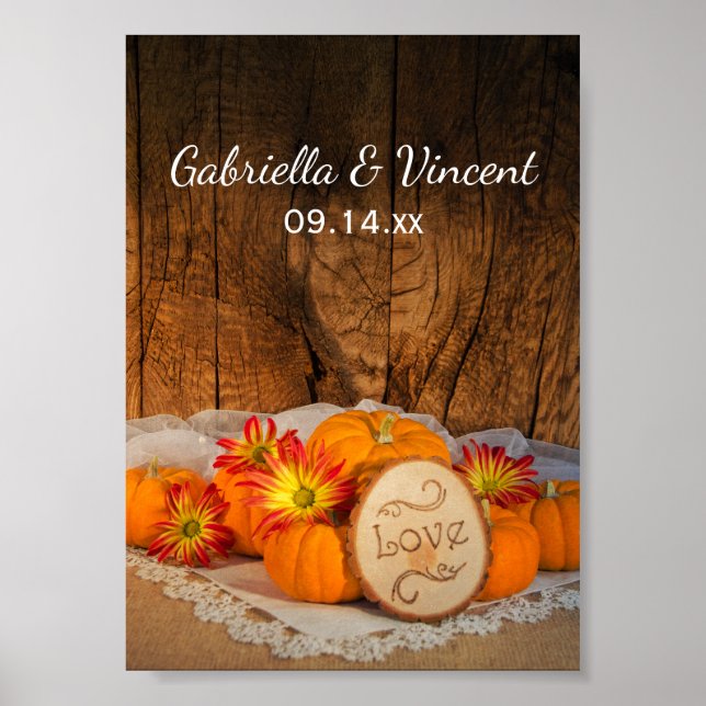 Rustic Pumpkins Fall Wedding Poster (Framsidan)