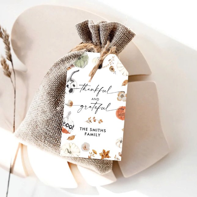 Rustic Pumpkins Thanksgiving Dinner Gift Tag Presentetikett (Skapare uppladdad)