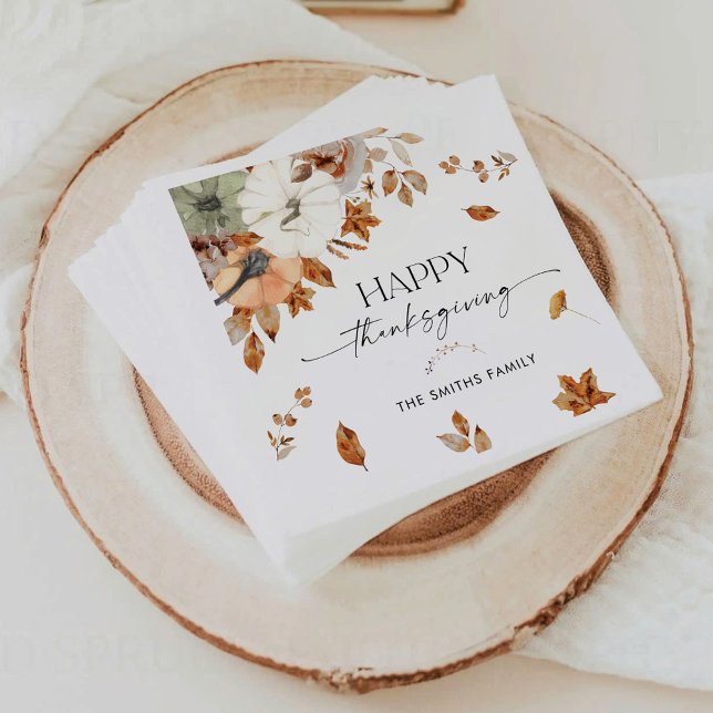 Rustic Pumpkins Thanksgiving Dinner Paper Napkin Pappersservett (Skapare uppladdad)