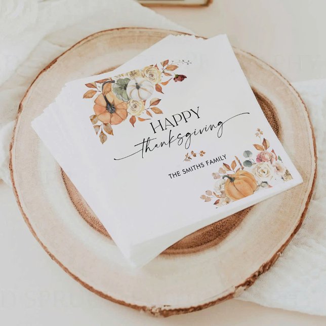 Rustic Pumpkins Thanksgiving Dinner Paper Napkin Pappersservett (Skapare uppladdad)