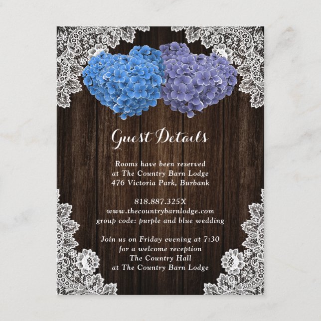 Rustic Purple and Blue Floral Enclosure Card Tilläggskort (Framsida)