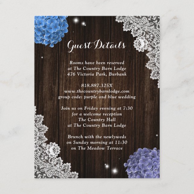 Rustic Purple and Blue Floral Enclosure Card Tilläggskort (Framsida)