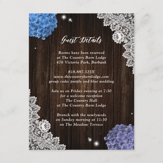 Rustic Purple and Blue Floral Enclosure Card Tilläggskort (Framsida)