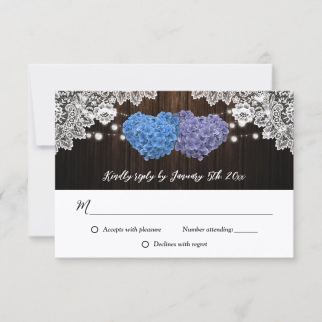 Rustic Purple and Blue Floral Wedding OSA Kort (Framsida)