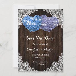 Rustic Purple Blue Hydrangea Rustic Wood Wedding Spara Datumet