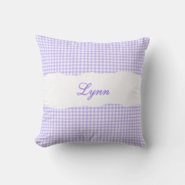 Rustic Purple Gingham Personalized Name Kudde