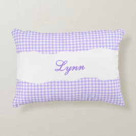 Rustic Purple Gingham Personalized Name Prydnadskudde