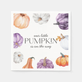 Rustic Purple Orange White Pumpkin Baby Shower Pappersservett