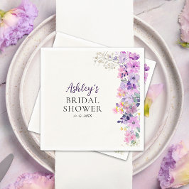 Rustic Purple Wildflowers Bridal Shower Pappersservett