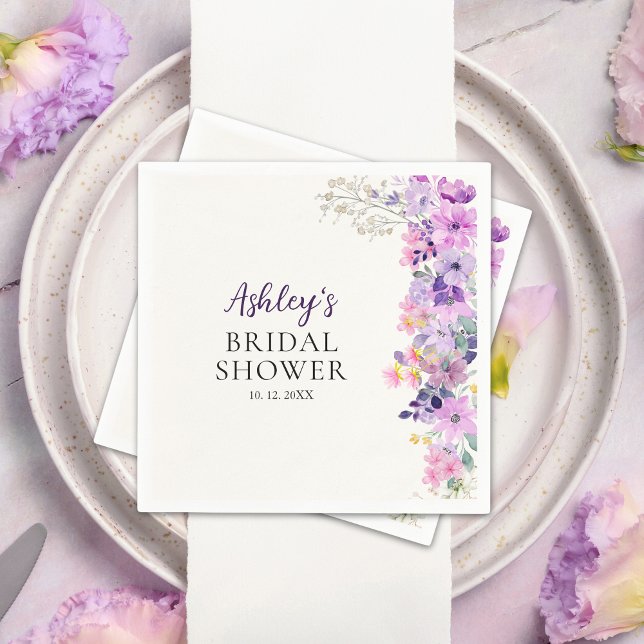 Rustic Purple Wildflowers Bridal Shower Pappersservett (Skapare uppladdad)