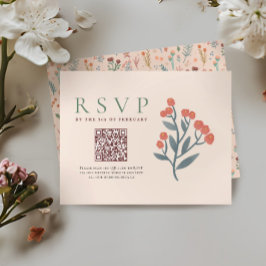 Rustic QR Code Boho Wildblommor Bröllop OSA