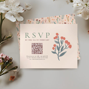 Rustic QR Code Boho Wildblommor Bröllop OSA