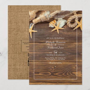 Rustic QR-kod OSA Beach Wedding Inbjudningar