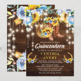 Rustic Quinceañera 15:e födelsedagen Boots Cowgirl Inbjudningar