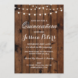 Rustic Quinceanera Party Blommigt Wood Ljus Inbjud Inbjudningar