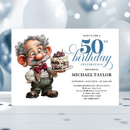 Rustic Quirky Man 50th Birthday Whimsical Humor Inbjudningar