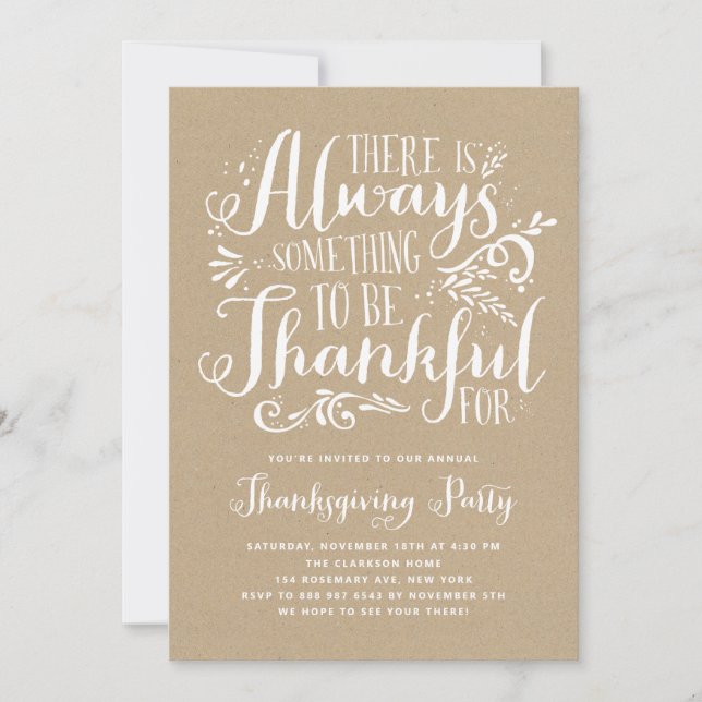 Rustic Quote Faux Kraft Pappra Thanksgiving Party Inbjudningar (Framsida)