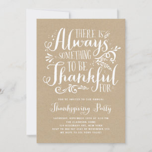 Rustic Quote Faux Kraft Pappra Thanksgiving Party Inbjudningar