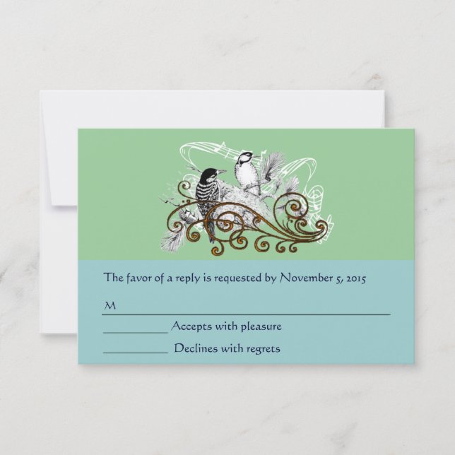 Rustic Radiance Woodpecker Love birds Bröllop OSA Kort (Framsida)