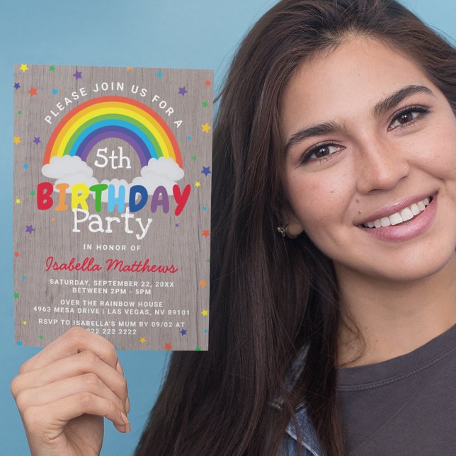 Rustic Rainbow Birthday | Färgstark Inbjudningar (Skapare uppladdad)