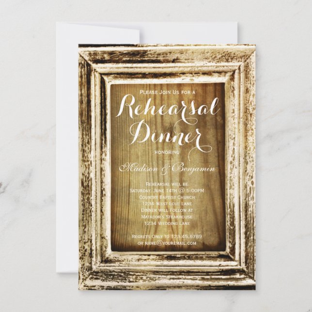 Rustic Ram Barn Wood Rehearsal Middagsinbjudan Inbjudningar (Framsida)