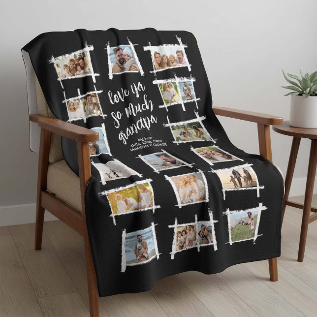 Rustic Ramar White/Blk Kärlek Ya Grandpa ID1015 Fleecefilt (Skapare uppladdad)
