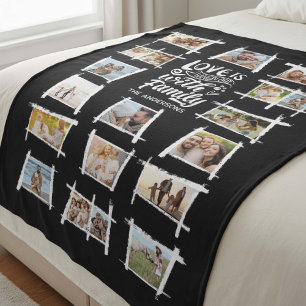 Rustic Ramar White/Blk Photo Collage ID1015 Fleecefilt