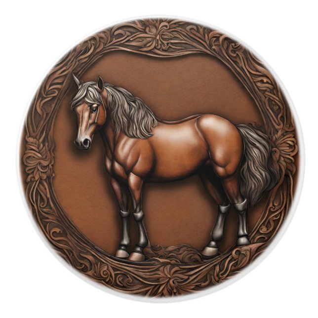 Rustic Ranch Cowboy Westernare Land Brown Horse Knopp (Framsidan)