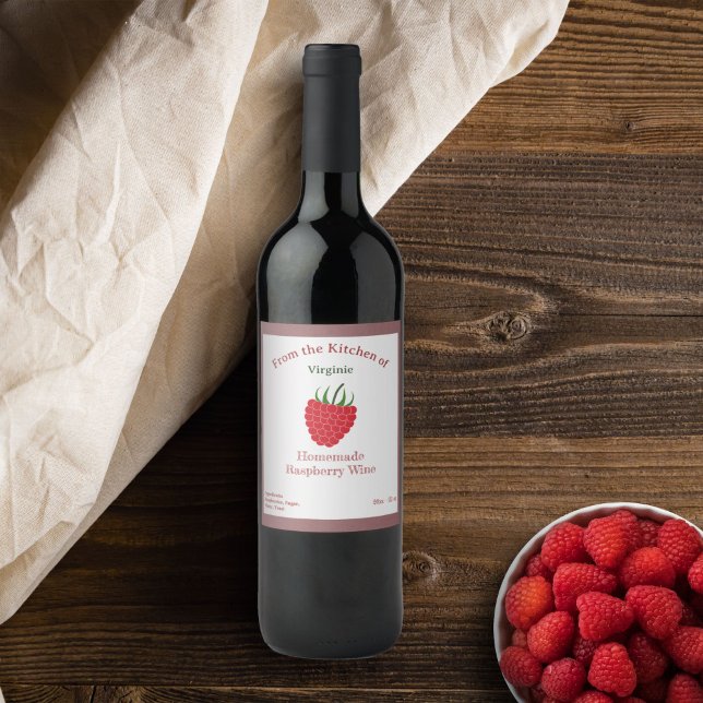 Rustic Raspberry Vin Flaska-etikett Vinflaska Etikett (Rustic Raspberry Wine Bottle Label Sticker)